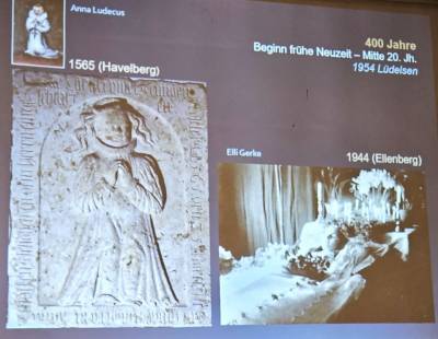 Abbildung re. einer Verstorbenen (Elli Gerke) mit einer Totenkrone